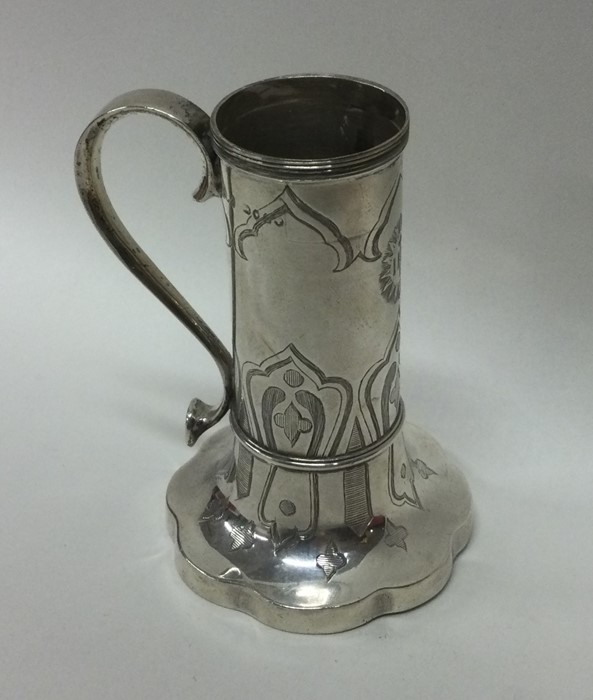 A novelty tapering silver mug with engraved decora - Image 2 of 2