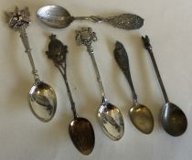 A collection of six good silver souvenir spoons. V