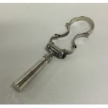 A rare 18th Century silver travelling corkscrew wi