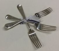 A set of four OE pattern silver dessert forks. Lon