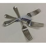 A set of four OE pattern silver dessert forks. Lon