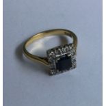 An 18 carat sapphire and diamond Art Deco cluster