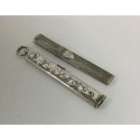 Two silver mounted pencil holders. Approx. 13 gram