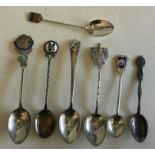 A collection of seven good silver souvenir spoons.