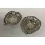 A pair of Edwardian silver heart shaped bonbon dis