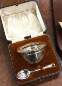 A cased silver two piece christening set. Sheffiel