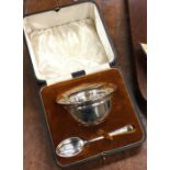 A cased silver two piece christening set. Sheffiel