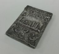 A Victorian silver card case depicting Windsor Cas