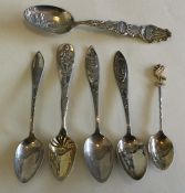 A collection of six good silver souvenir spoons. V