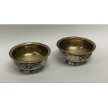A good pair of Russian Niello and silver salts on