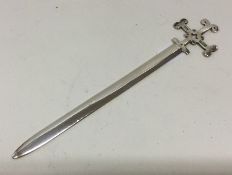 A novelty silver letter opener in the form of a cr