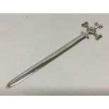 A novelty silver letter opener in the form of a cr