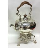 A large Georgian silver kettle on stand attractive