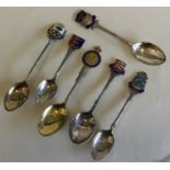 A collection of six good silver souvenir spoons. V