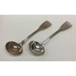 A pair of heavy silver fiddle and thread pattern s