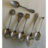 A collection of six good silver souvenir spoons. V