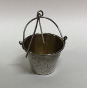 A Russian silver tea strainer of tapering form. Ap