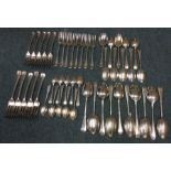 A heavy silver old English and rat tail cutlery se