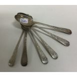 A collection of silver bright cut teaspoons. Vario
