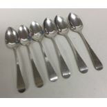 A heavy set of six Georgian silver OE pattern teas