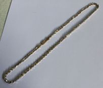 A 9 carat fancy link necklace with ring clasp. App