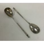 RUSSIAN: A pair of silver preserve spoons with tap