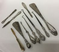 A mixed lot of silver mounted and other shoe horns