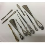 A mixed lot of silver mounted and other shoe horns