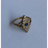 A Victorian sapphire and diamond marquise shaped c