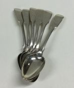 A group of heavy fiddle pattern silver dessert spo