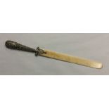 A silver and ivory handled letter opener. Birmingh