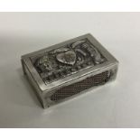 An unusual Continental silver match case decorated