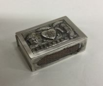 An unusual Continental silver match case decorated