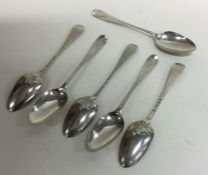 A good set of six Georgian silver shell back teasp