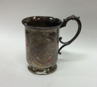 A large Victorian silver christening cup. Birmingh