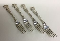 A set of four heavy silver Kings' pattern dessert