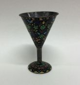 An unusual Continental silver and enamelled goblet