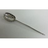 A Georgian silver mote spoon with pierced bowl to