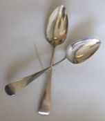 A pair of heavy silver tablespoons of OE design. L