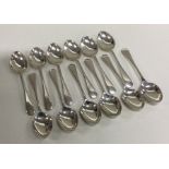 A set of twelve Edwardian silver teaspoons. Sheffi