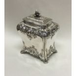 A good George III chased silver tea caddy of Rococ
