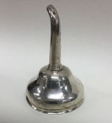 A heavy Georgian silver wine funnel with crested s