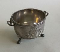 A Continental silver model of a cauldron with swin