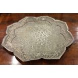 A large heavy Eastern tray attractively pierced wi