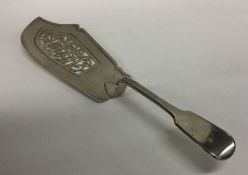 A rare fiddle pattern silver fish slice, the blade