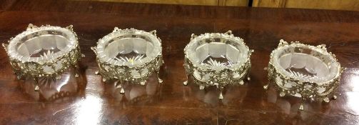 A good set of four large silver gilt salts with sw