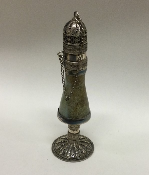 A Continental silver and cloisonné pepperette. App