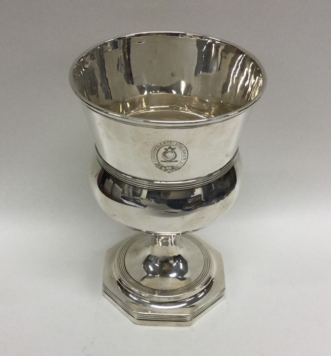 A good Georgian silver goblet with reeded sides. L