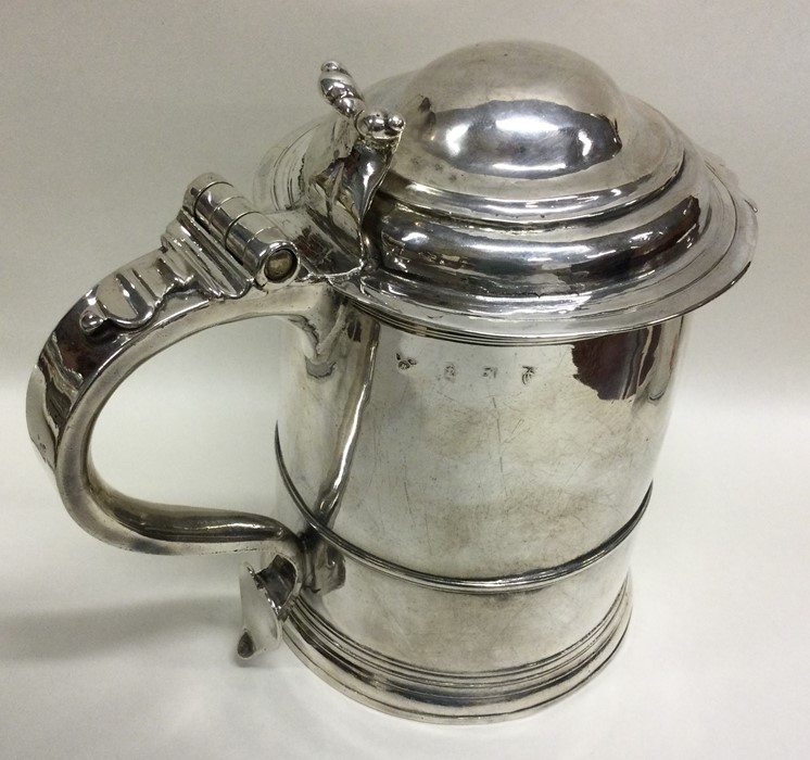 A rare Queen Anne silver lidded tankard with scrol - Image 2 of 4
