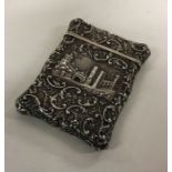 A fine quality cast silver castle top card case pr